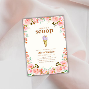 Blume Hier ist die Scoop Ice Cream Baby Dusche Einladung