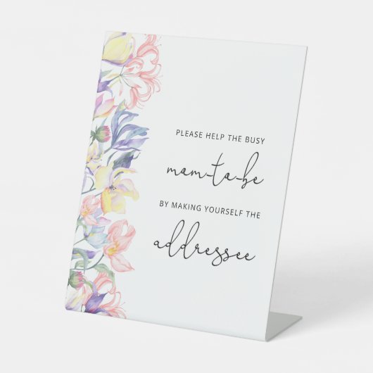 Blume hilft der betrieblichen Mama, einen Umschlag Sockelschild (Vorderseite)