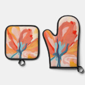 Blume Hintergrund abstrakte Malerei Ofenhandschuh & Topflappen-Set (Vorderseite)