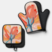 Blume Hintergrund abstrakte Malerei Ofenhandschuh & Topflappen-Set (Vorderseite/Rückseite)