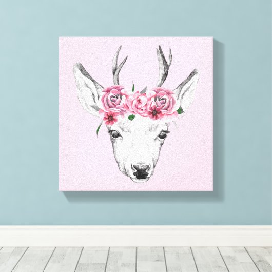 Blume Hirsch Leinwanddruck (Insitu (Holzboden))