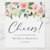 Blume Hochzeit im Wasserfarbengarten Weinetikett (Einzelnes Label)