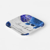 Blume Hochzeit in Aquarellblau und Silber Pappteller (Gewinkelt)