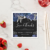 Blume Hochzeit in Aquarellblau und Silber Serviette (Beispiel)