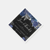 Blume Hochzeit in Aquarellblau und Silber Serviette (Ecke)