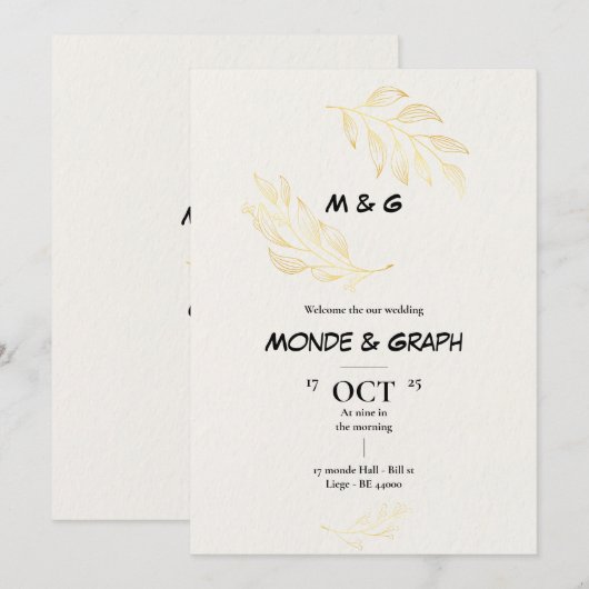 Blume Hochzeit Kunst Einladung (Vorne/Hinten)