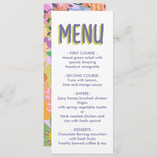 Blume Hochzeit Menükarte (Vorne/Hinten)