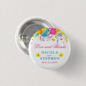 Blume Hochzeit mit Aquarell Button (Vorne & Hinten)
