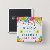 Blume Hochzeit mit Aquarell Button (Vorne & Hinten)