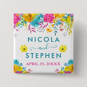 Blume Hochzeit mit Aquarell Button