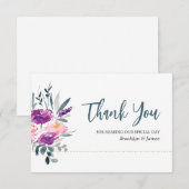 Blume Hochzeit mit Aquarellfarben dank Karte (Vorne/Hinten)