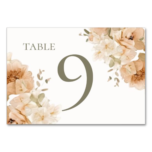 Blume-Hochzeit mit grünem Pfirsichmehl Tischnummer (Vorderseite)