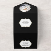 Blume-Hochzeit mit Schwarz-weißem Goldschmetterlin All In One Einladung (Außenbereich)