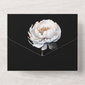 Blume-Hochzeit mit Schwarz-weißem Goldschmetterlin All In One Einladung (Rückseite)