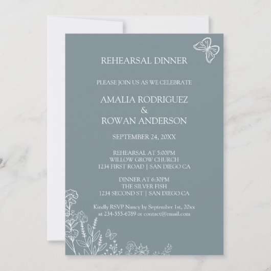 Blume Hochzeit Probe Dinner Einladung (Vorderseite)