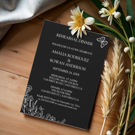 Blume Hochzeit Probe Dinner Einladung