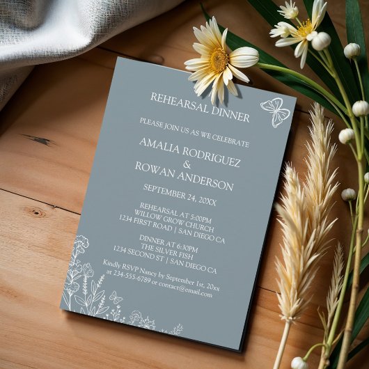 Blume Hochzeit Probe Dinner Einladung