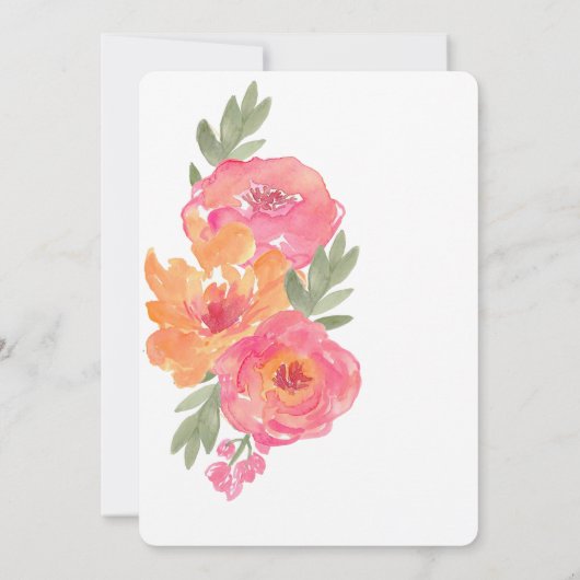 Blume Hochzeit rosa und orange Blumen lädt ein Einladung (Rückseite)