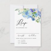 Blume Hochzeit von Aquarell Blue Hydrangea RSVP Karte (Vorderseite)