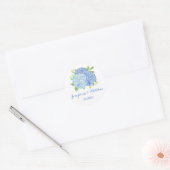 Blume Hochzeit von Aquarell Blue Hydrangea Runder Aufkleber (Umschlag)