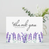 Blume Hochzeit von Aquarelllavender Dankeskarte (Stehend Vorderseite)