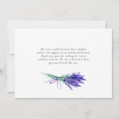 Blume Hochzeit von Aquarelllavender Dankeskarte (Rückseite)