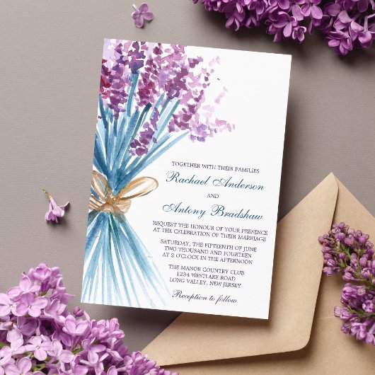 Blume Hochzeit von Aquarelllavender Einladung