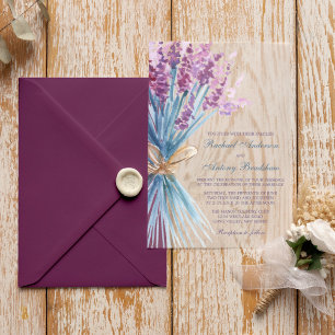 Blume Hochzeit von Aquarelllavender Pergament Einladungen