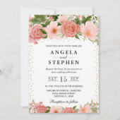 Blume Hochzeit von Aquarellpinken Einladung (Vorderseite)