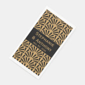 Blume Hochzeit von Gold und Black Art Deco Serviette (Ecke)