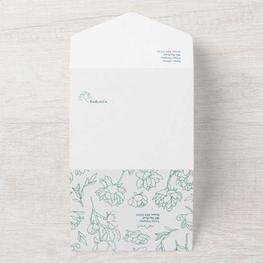 Blume Hochzeit von Roten All In One Einladung (Außenbereich)