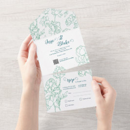 Blume Hochzeit von Roten All In One Einladung