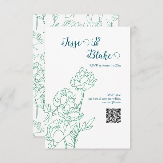 Blume Hochzeit von Roten RSVP Karte (Vorne/Hinten)