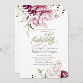 Blume Hochzeit von Watercolor Chic Violet Einladung (Vorne/Hinten)