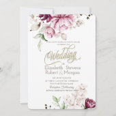 Blume Hochzeit von Watercolor Chic Violet Einladung (Vorderseite)
