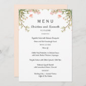 Blume Hochzeiten oder Party auf einer zarten Wiese Menükarte (Vorne/Hinten)