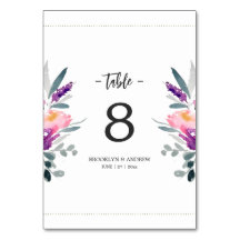 Blume Hochzeiten von Wasserfarben Tischnummern
