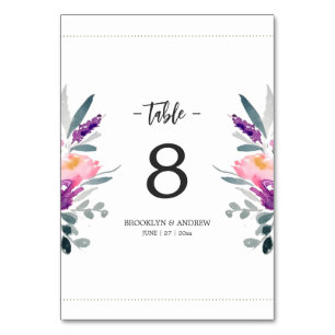 Blume Hochzeiten von Wasserfarben Tischnummern