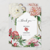 Blume Hochzeiten von Watercolor Pink White Peonies Dankeskarte (Vorne/Hinten)