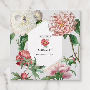 Blume Hochzeiten von Watercolor Pink White Peonies Geschenkanhänger