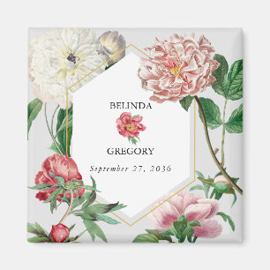 Blume Hochzeiten von Watercolor Pink White Peonies Magnet