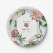 Blume Hochzeiten von Watercolor Pink White Peonies Pappteller (Vorderseite)