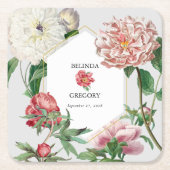 Blume Hochzeiten von Watercolor Pink White Peonies Rechteckiger Pappuntersetzer (Vorderseite)