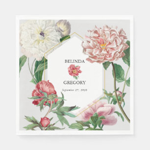 Blume Hochzeiten von Watercolor Pink White Peonies Serviette