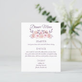 Blume-Hochzeitmenü mit Aquarellfarbe (Stehend Vorderseite)