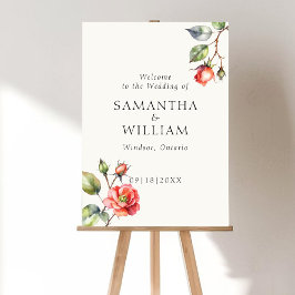 Blume Hochzeitsfeier der Aquarellfarben-Rose Begrü Poster