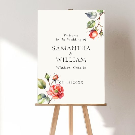 Blume Hochzeitsfeier der Aquarellfarben-Rose Begrü Poster