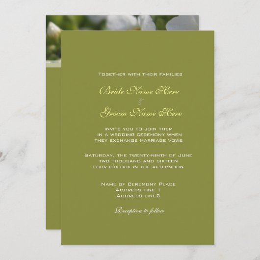 Blume Hochzeitsfeier Einladung (Vorne/Hinten)