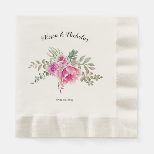 Blume Hochzeitsfeier in Rosa Serviette (Vorderseite)