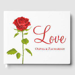 Blume Hochzeitsfeier mit floraler Rote Rose Brautp Gästebuch